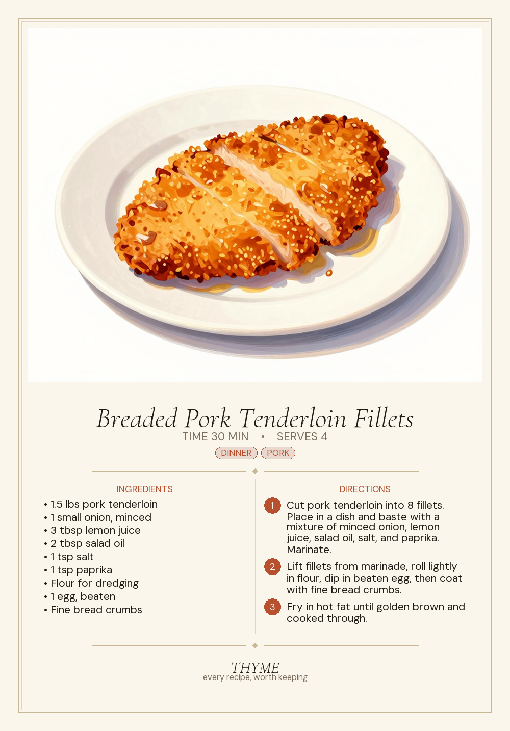 Breaded Pork Tenderloin Fillets