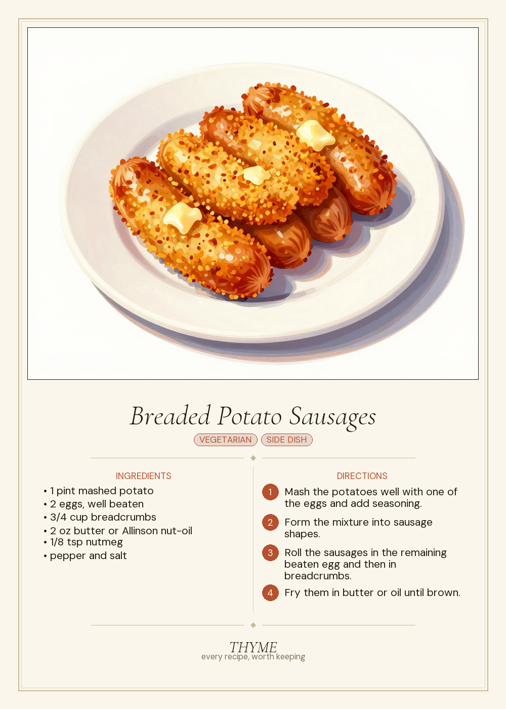 Breaded Potato Sausages