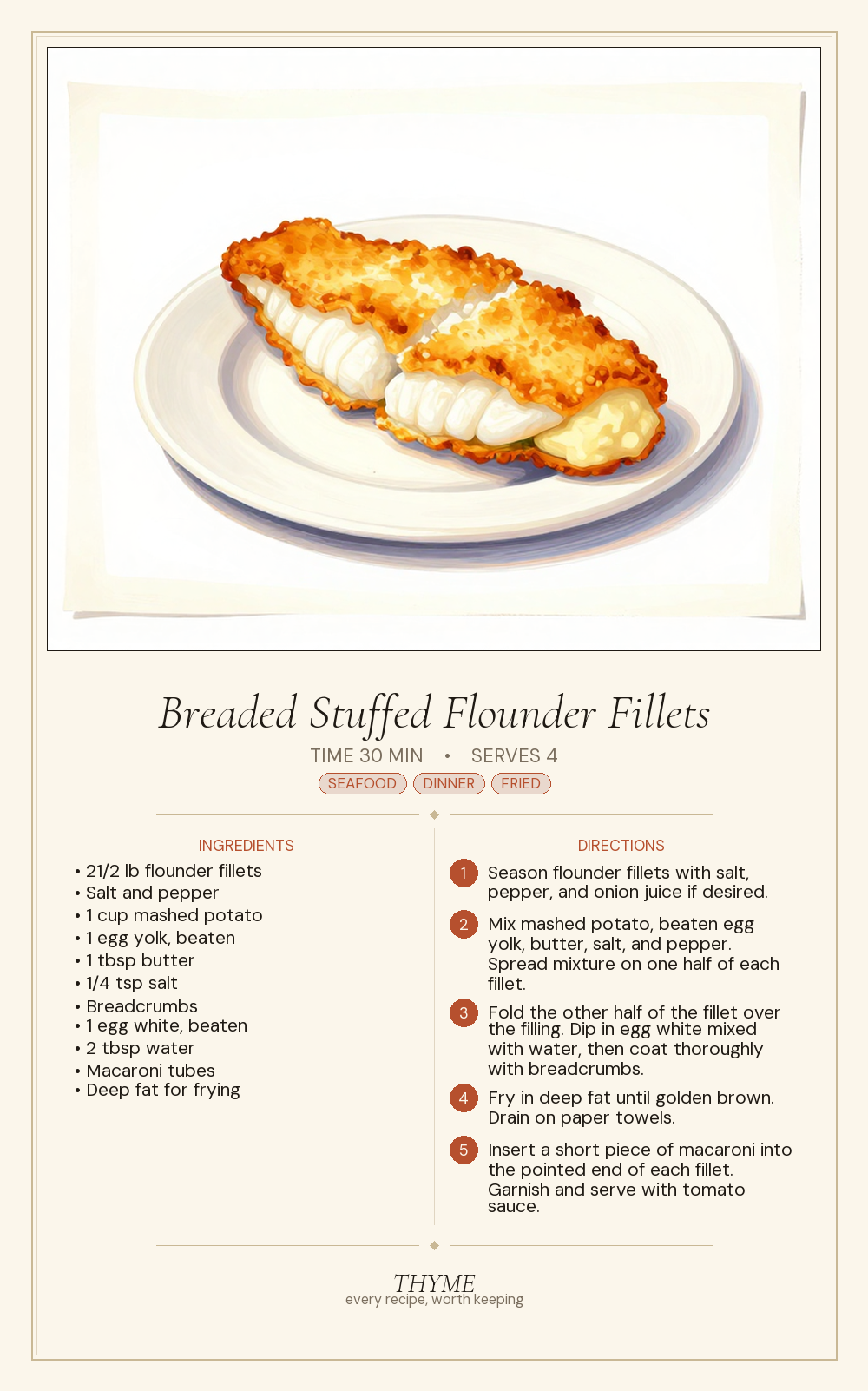 Breaded Stuffed Flounder Fillets
