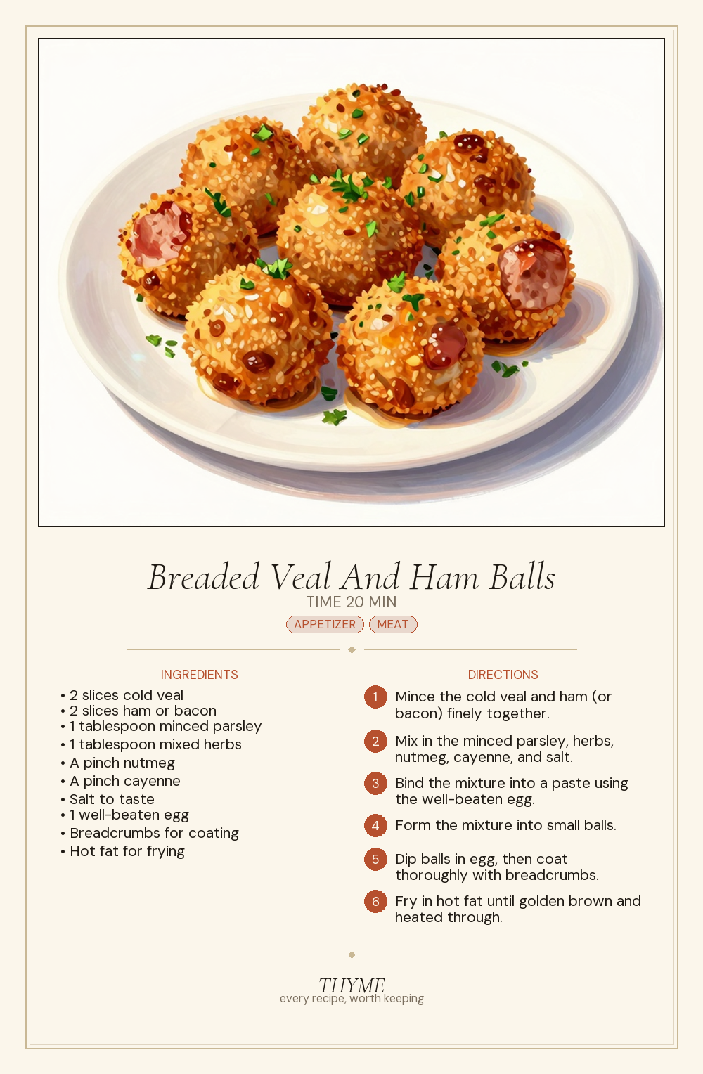 Breaded Veal And Ham Balls