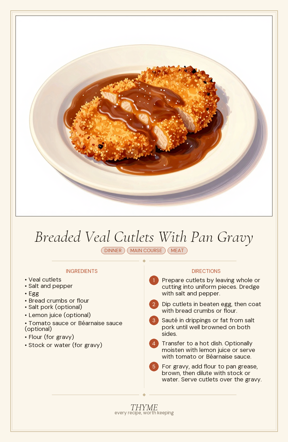 Breaded Veal Cutlets With Pan Gravy