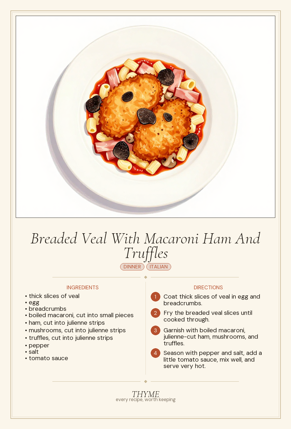 Breaded Veal With Macaroni Ham And Truffles
