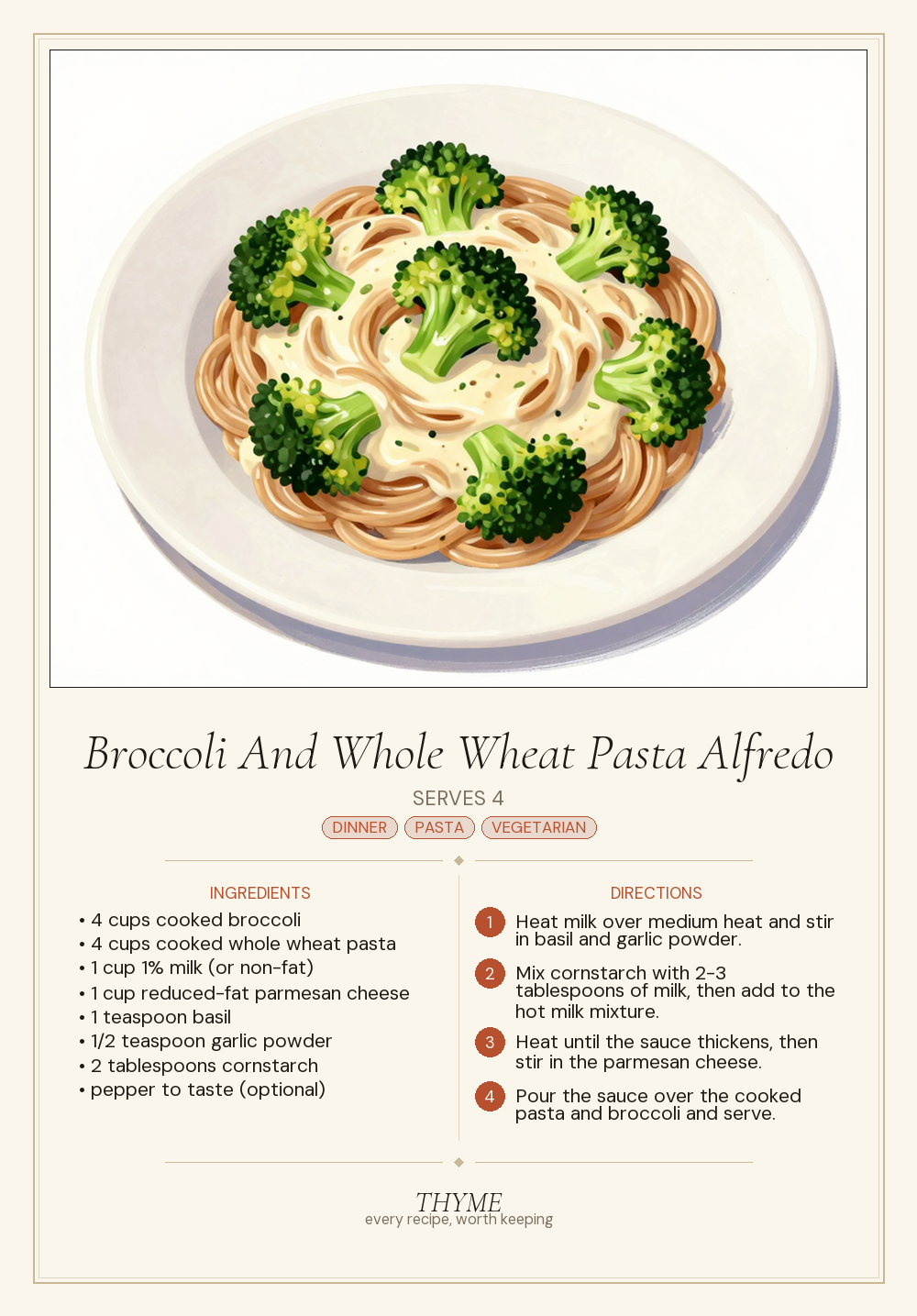 Broccoli And Whole Wheat Pasta Alfredo
