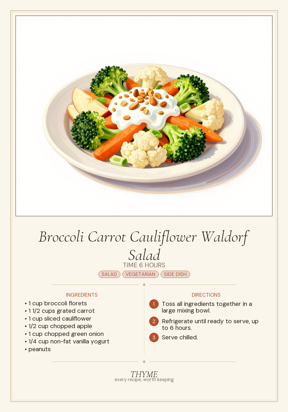 Broccoli Carrot Cauliflower Waldorf Salad