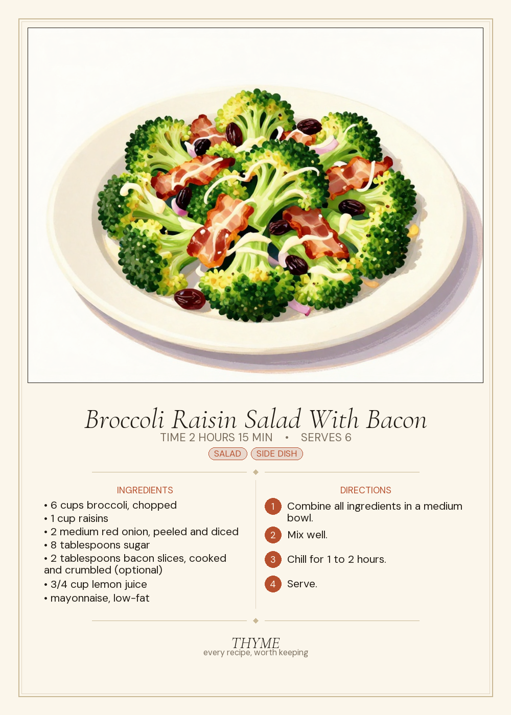 Broccoli Raisin Salad With Bacon