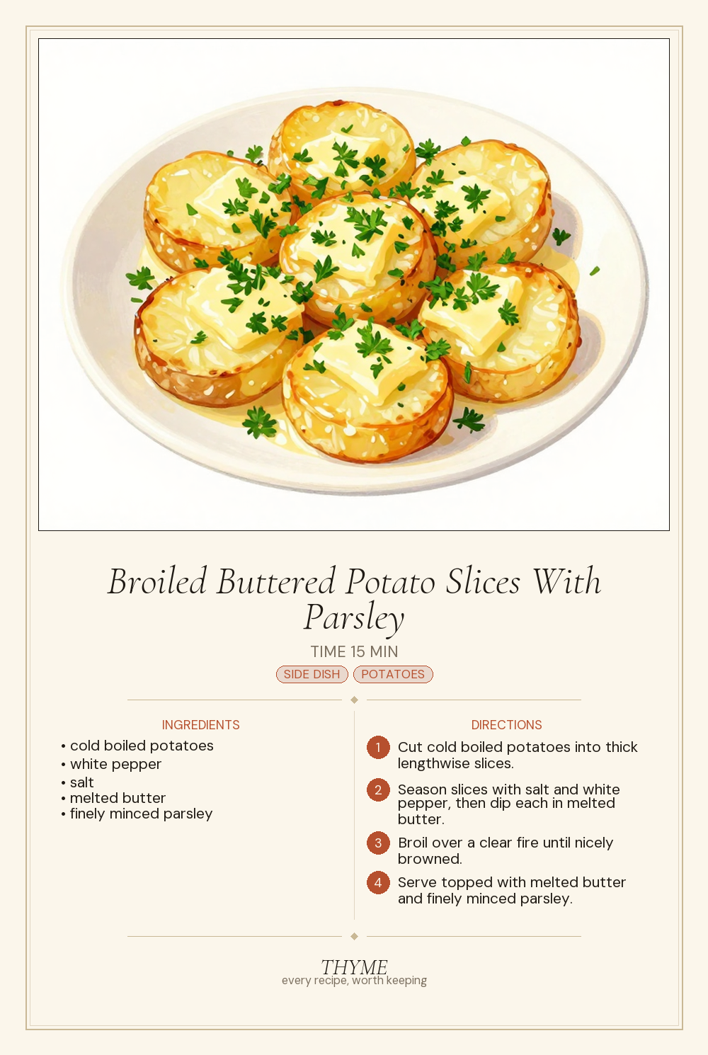Broiled Buttered Potato Slices With Parsley