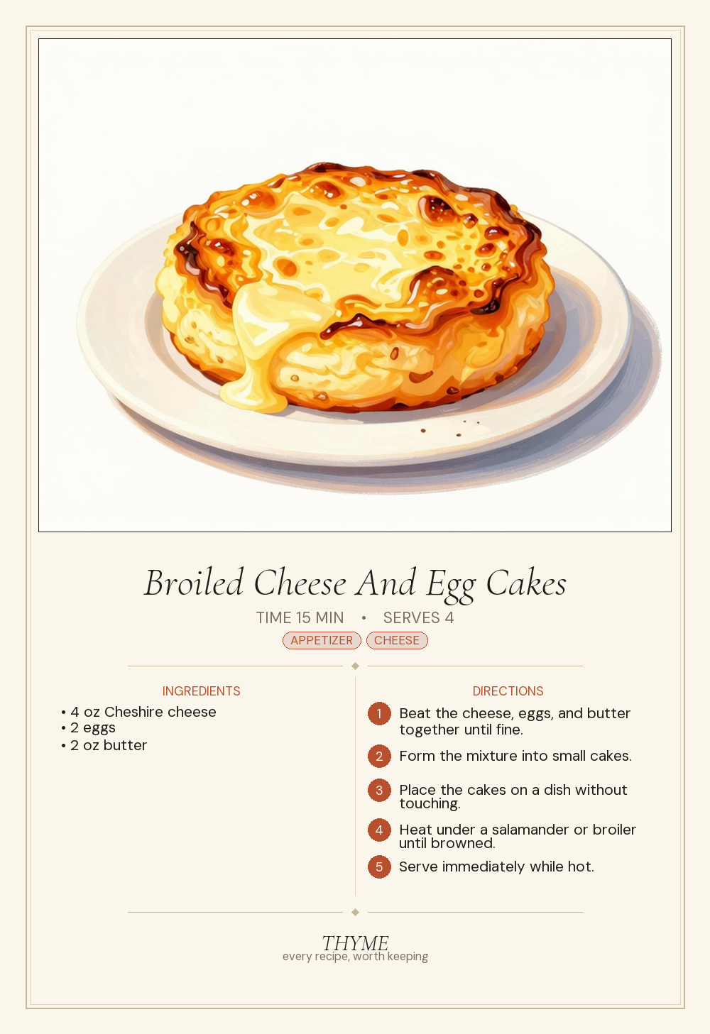 Broiled Cheese And Egg Cakes