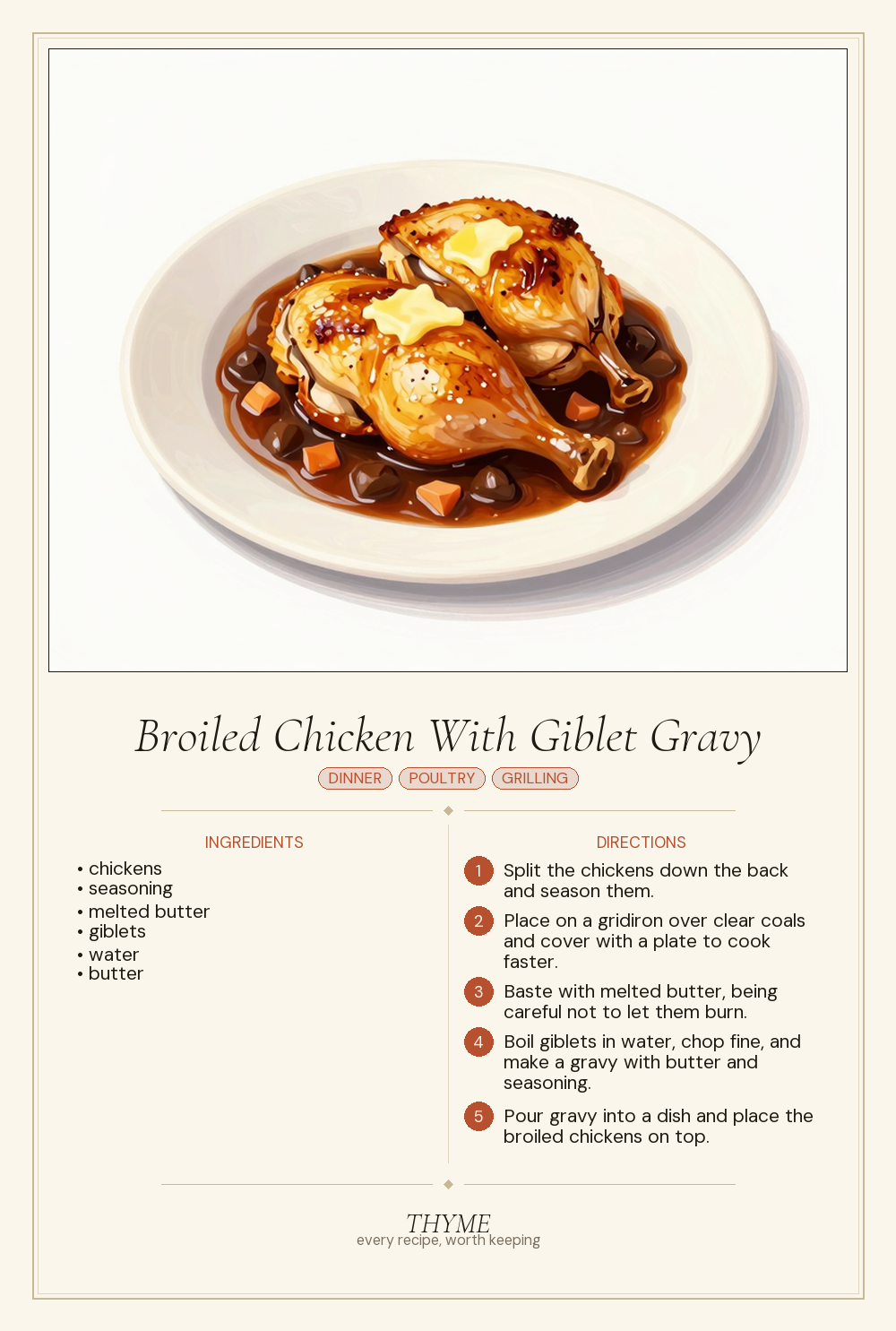 Broiled Chicken With Giblet Gravy