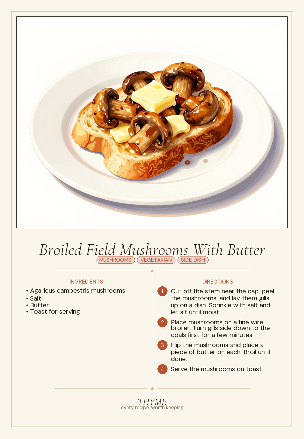 Broiled Field Mushrooms With Butter