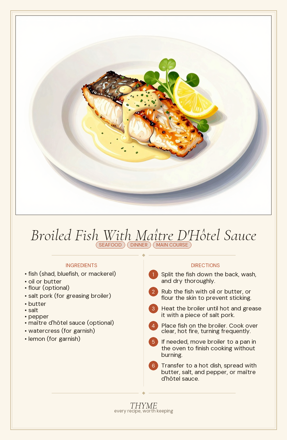 Broiled Fish With Maître D'Hôtel Sauce