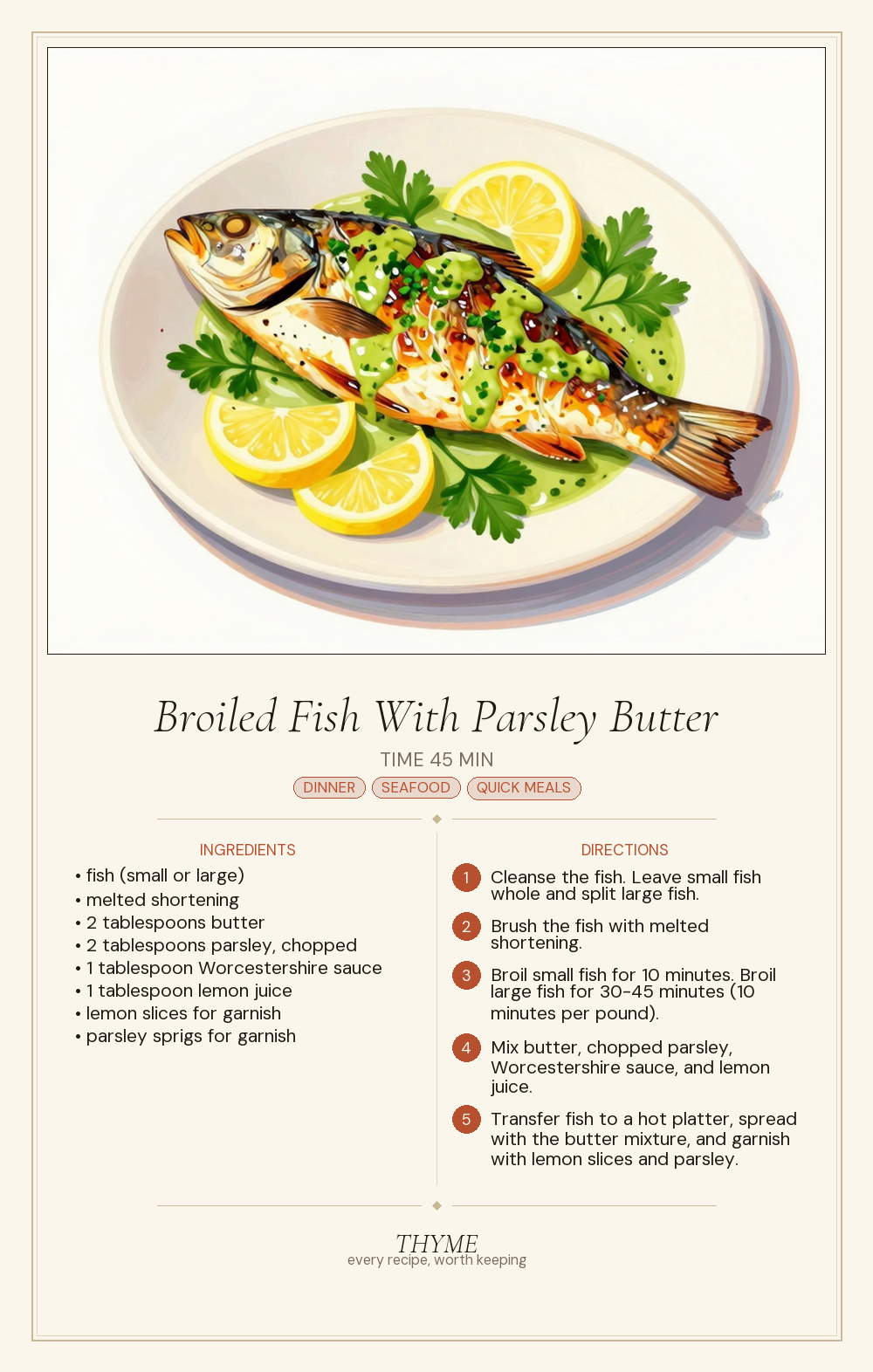Broiled Fish With Parsley Butter