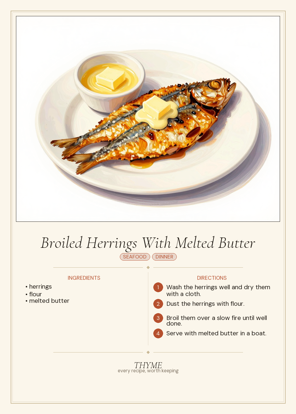 Broiled Herrings With Melted Butter