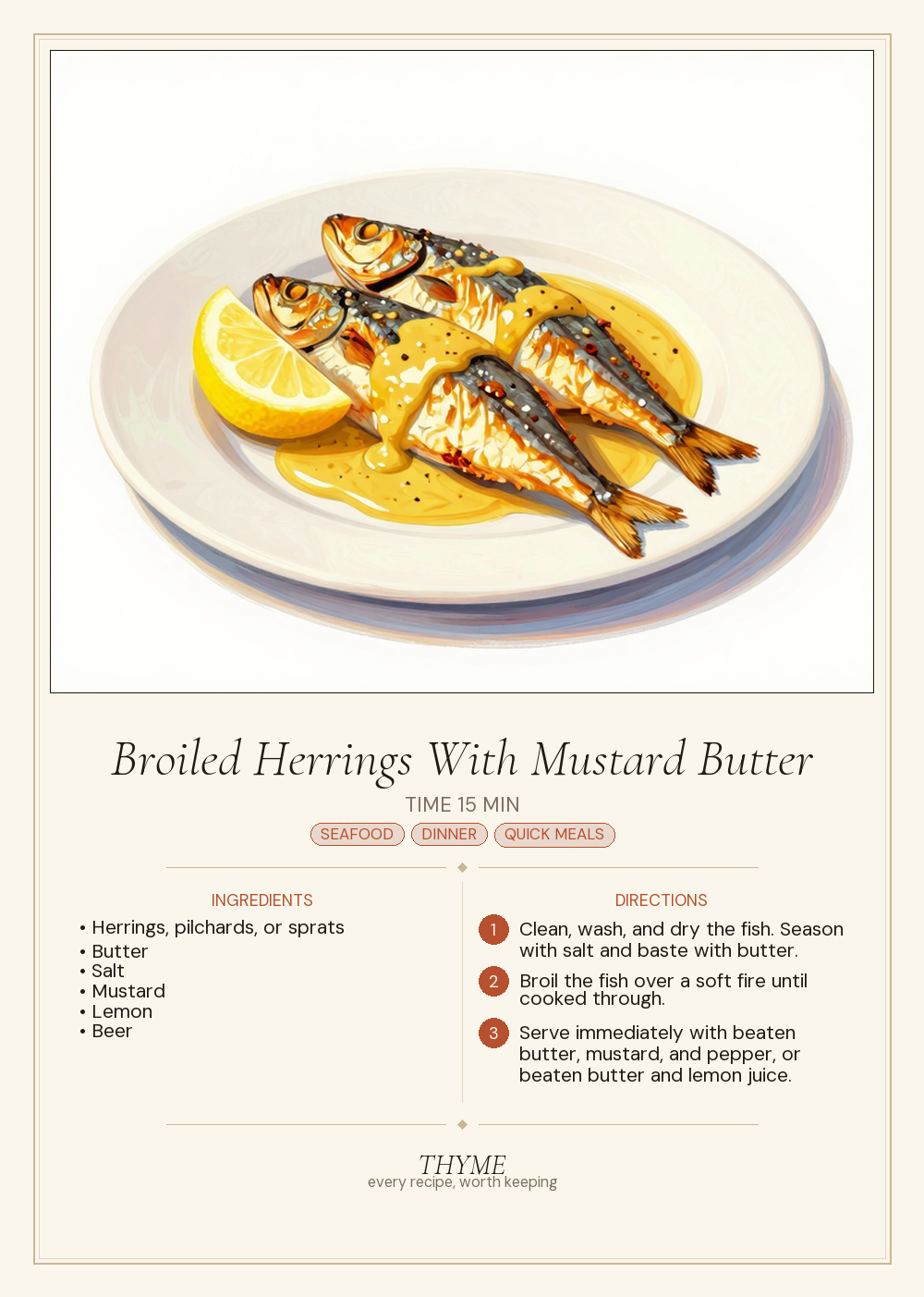Broiled Herrings With Mustard Butter