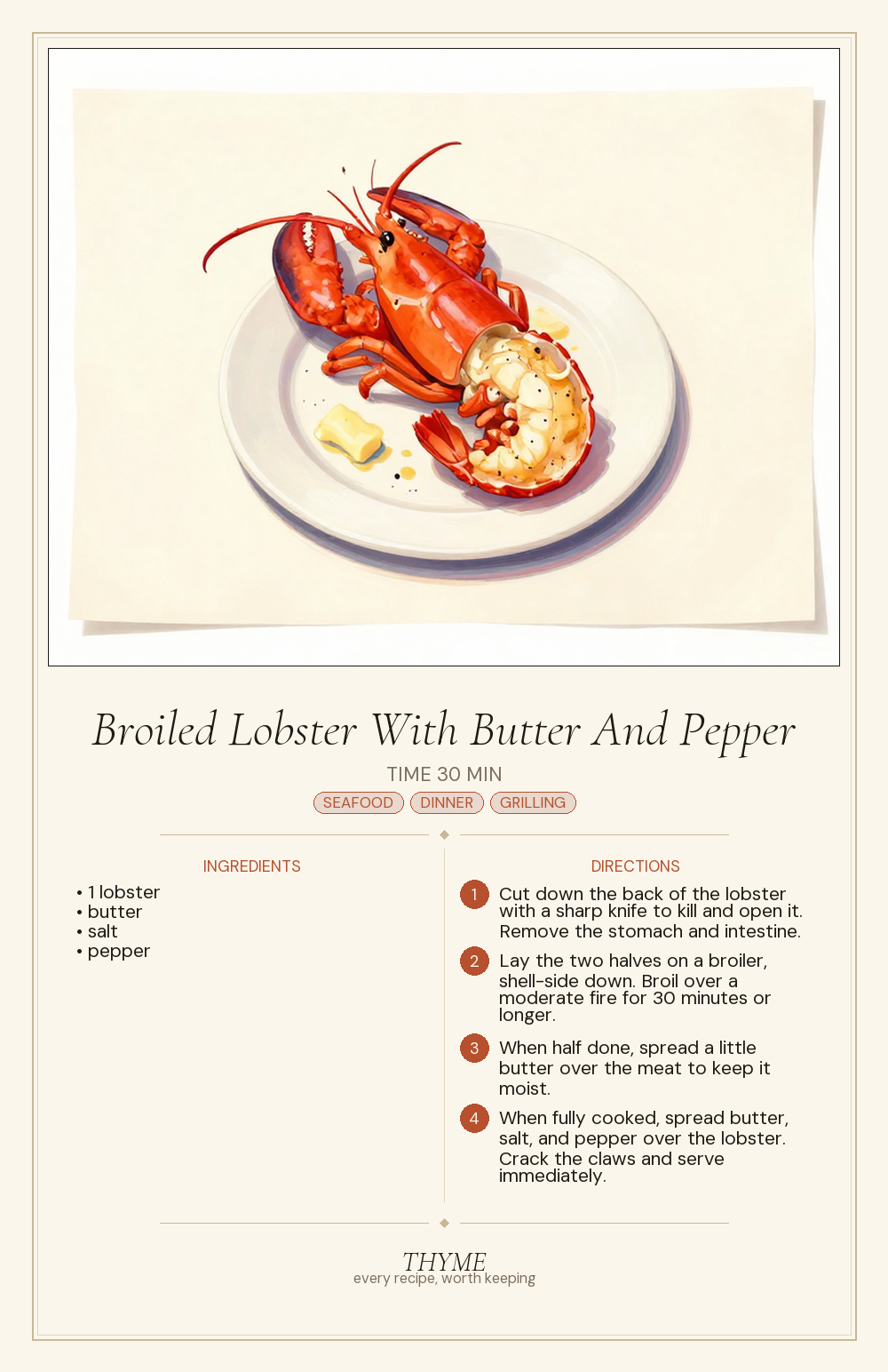 Broiled Lobster With Butter And Pepper