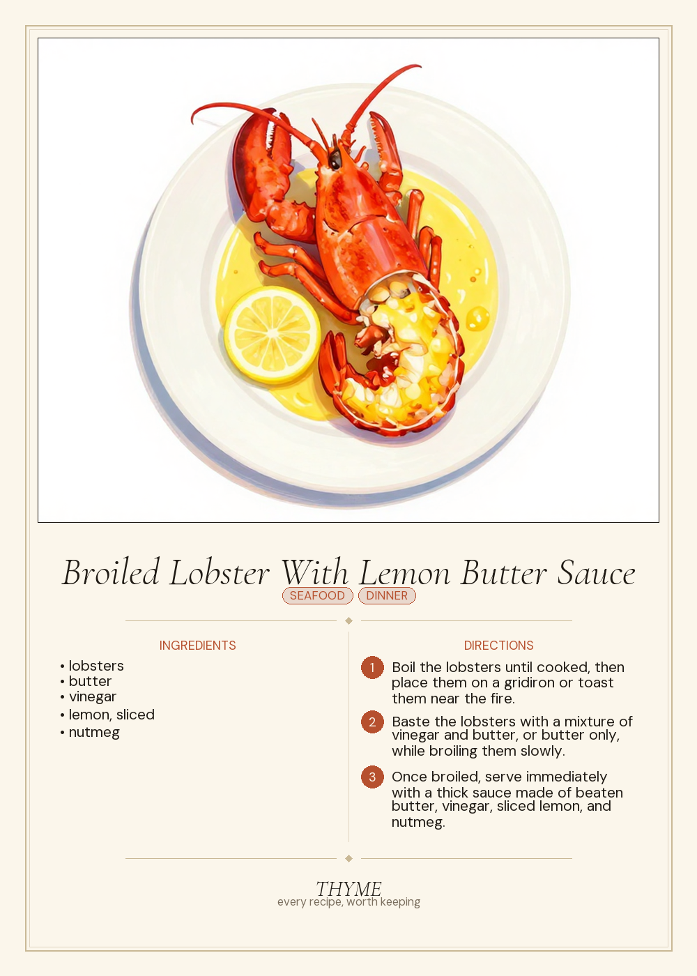 Broiled Lobster With Lemon Butter Sauce