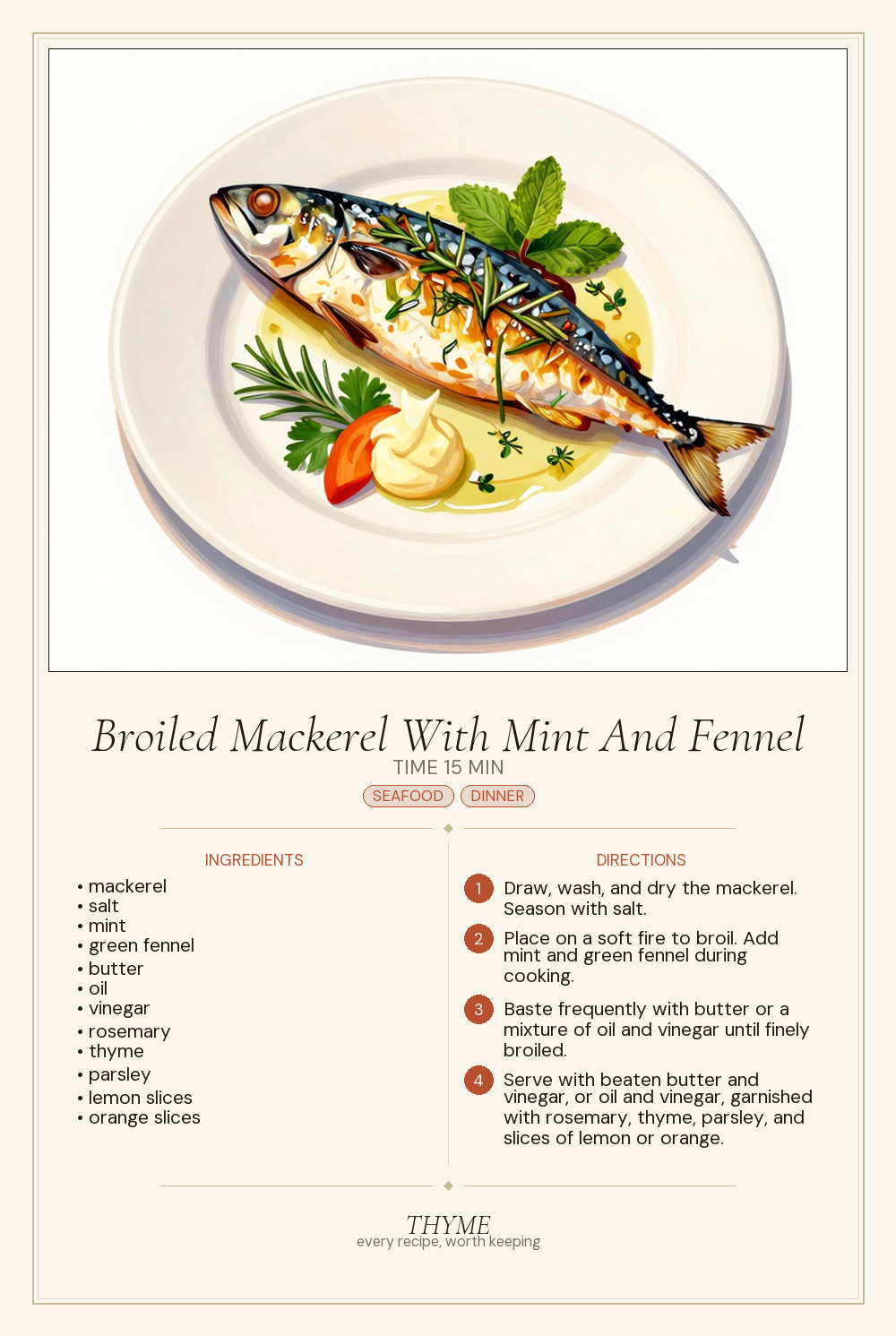 Broiled Mackerel With Mint And Fennel