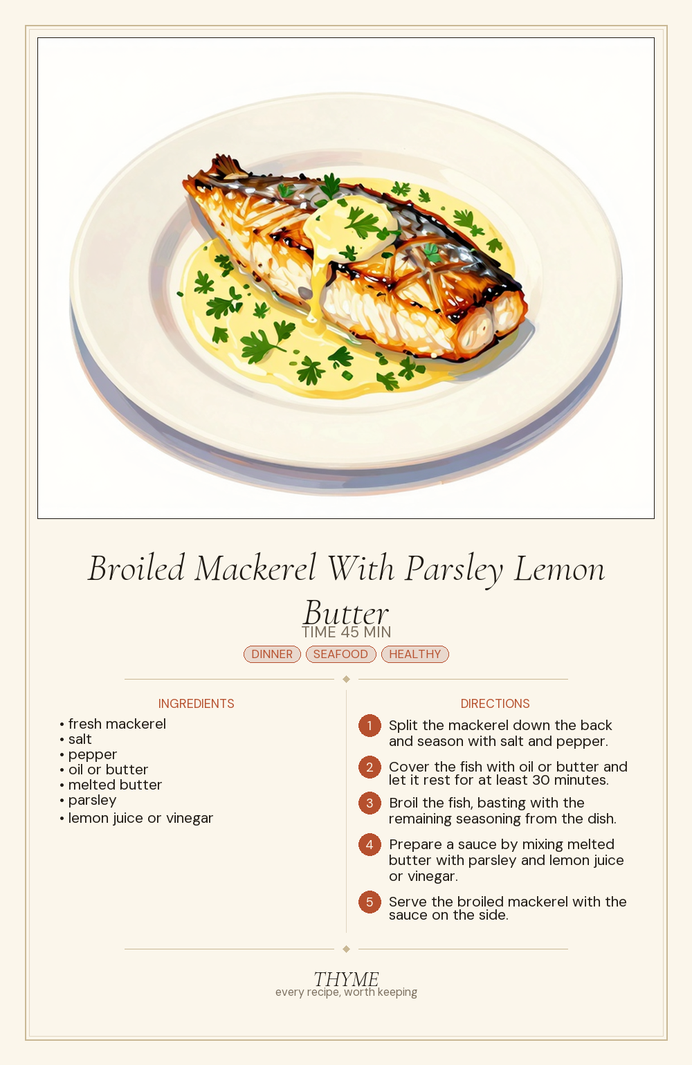 Broiled Mackerel With Parsley Lemon Butter