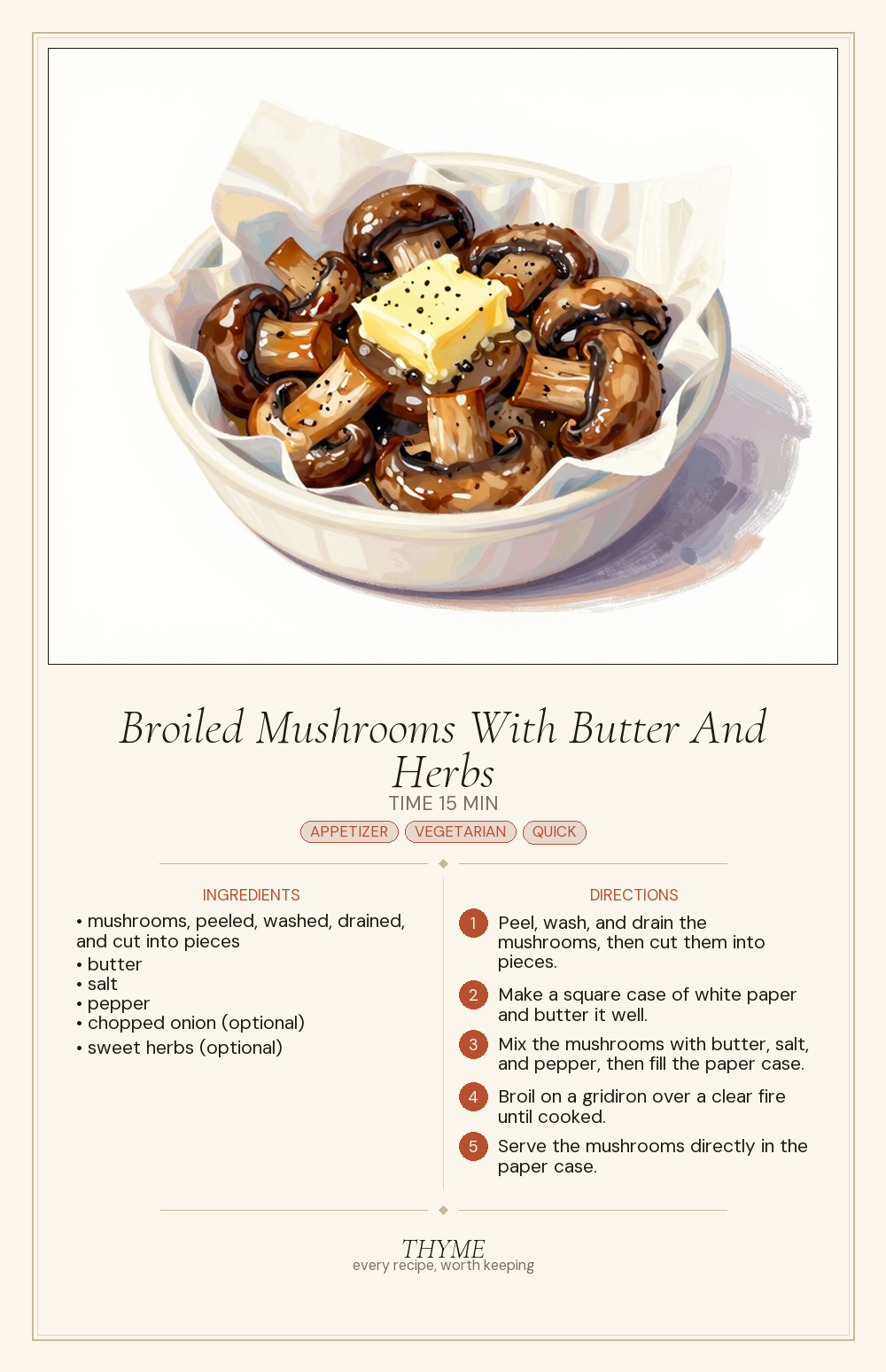 Broiled Mushrooms With Butter And Herbs