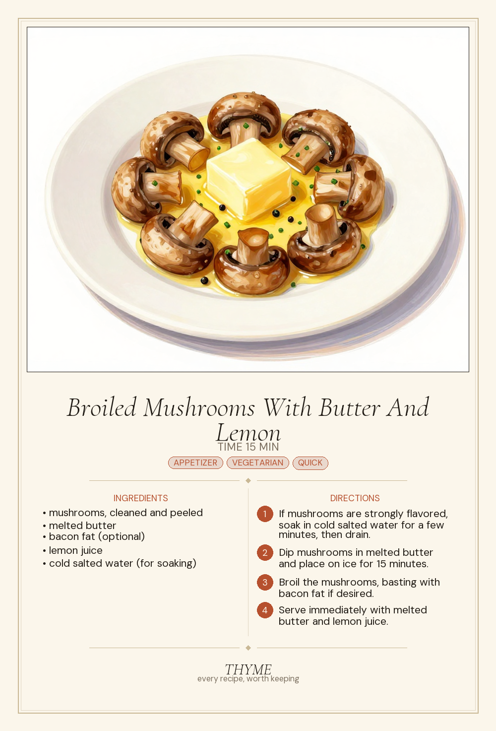 Broiled Mushrooms With Butter And Lemon