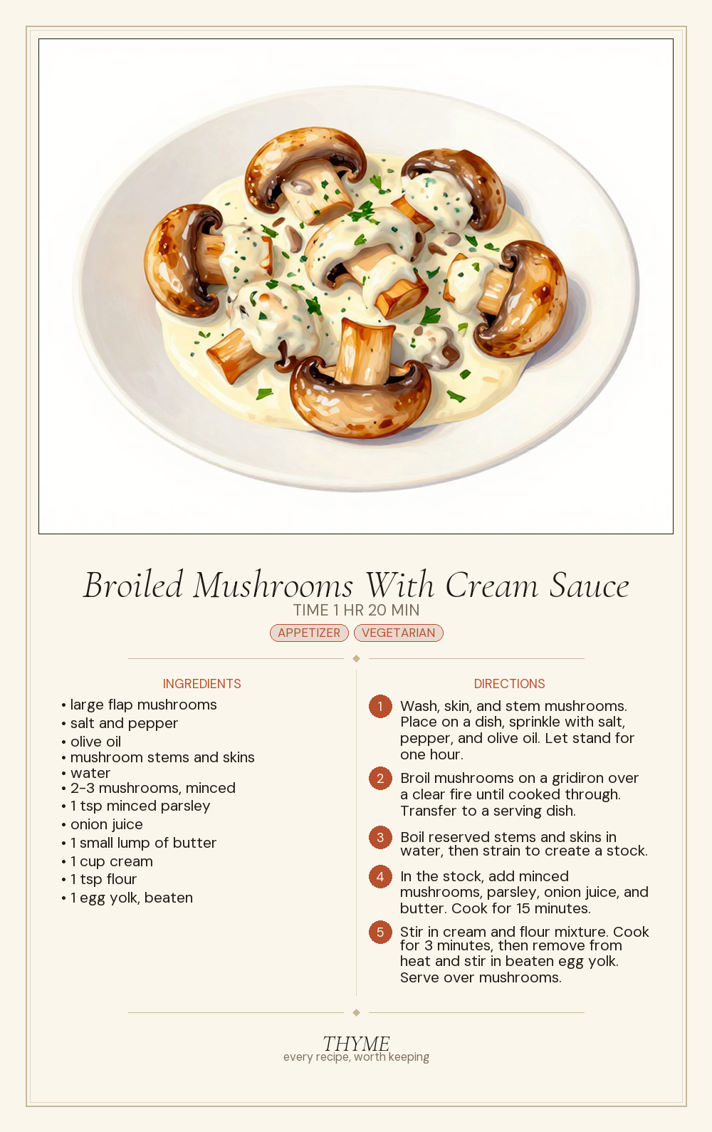 Broiled Mushrooms With Cream Sauce