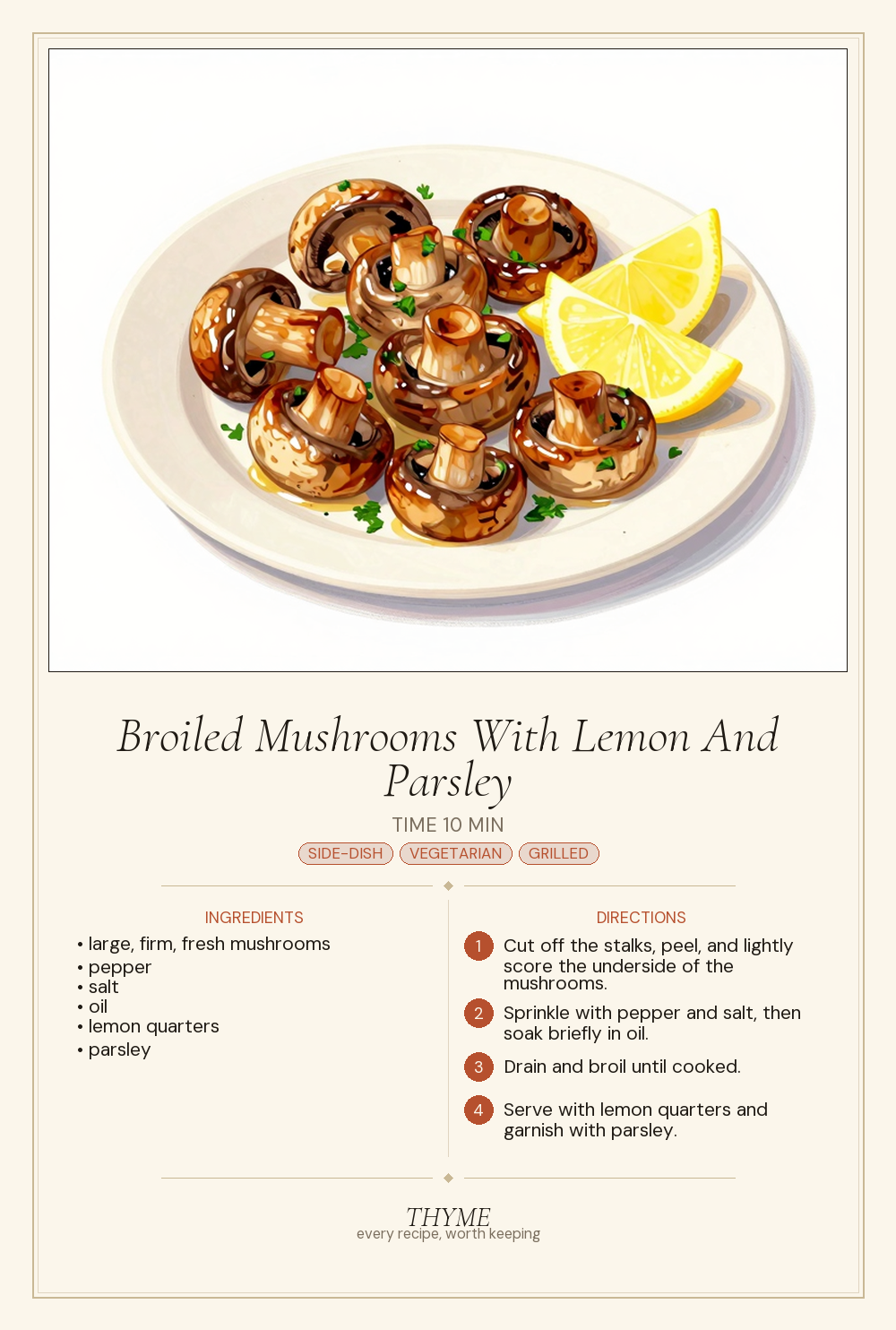 Broiled Mushrooms With Lemon And Parsley