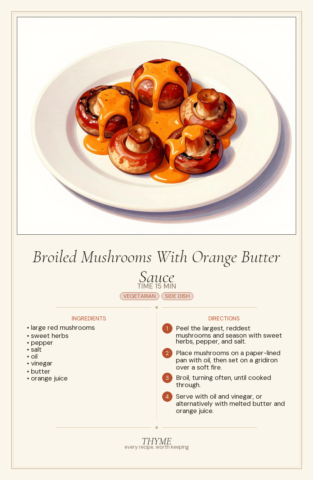 Broiled Mushrooms With Orange Butter Sauce