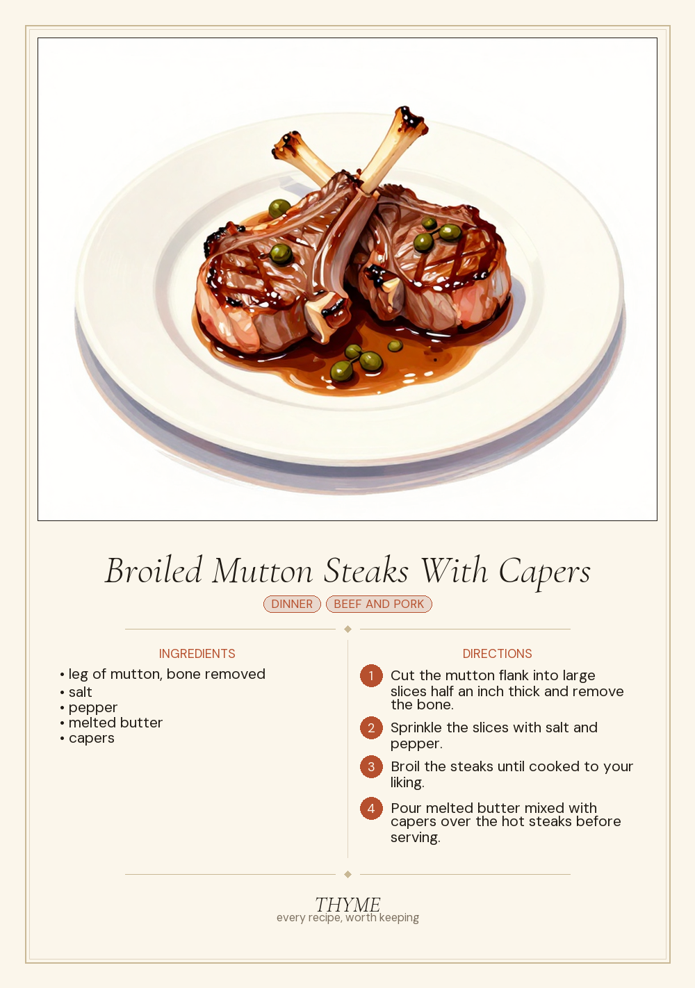 Broiled Mutton Steaks With Capers