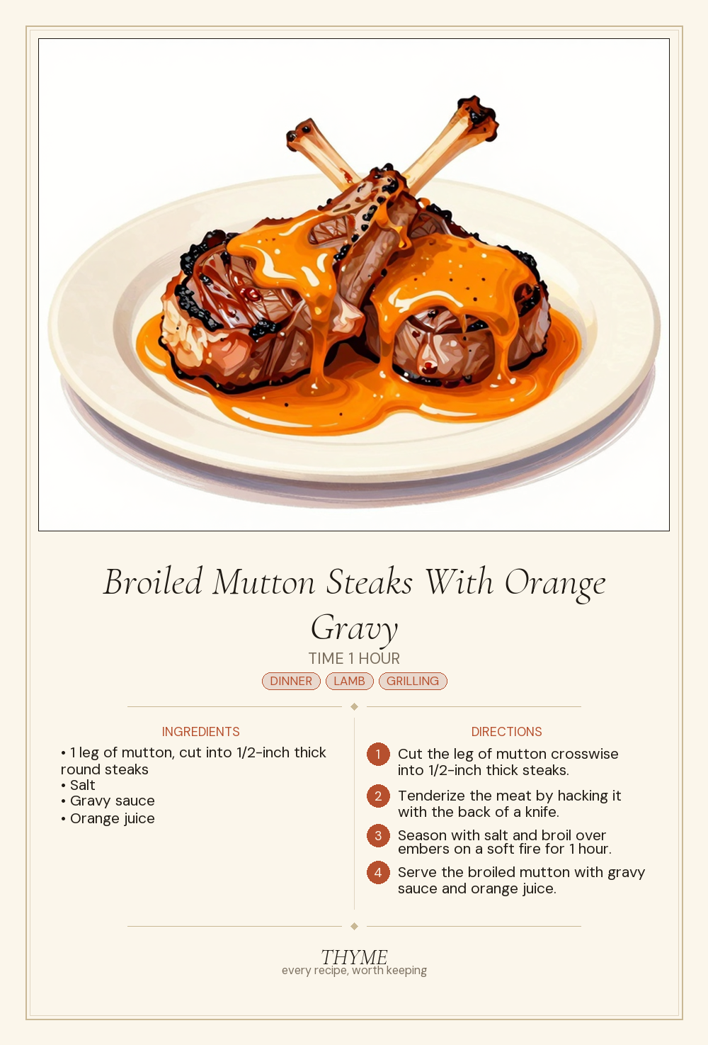 Broiled Mutton Steaks With Orange Gravy