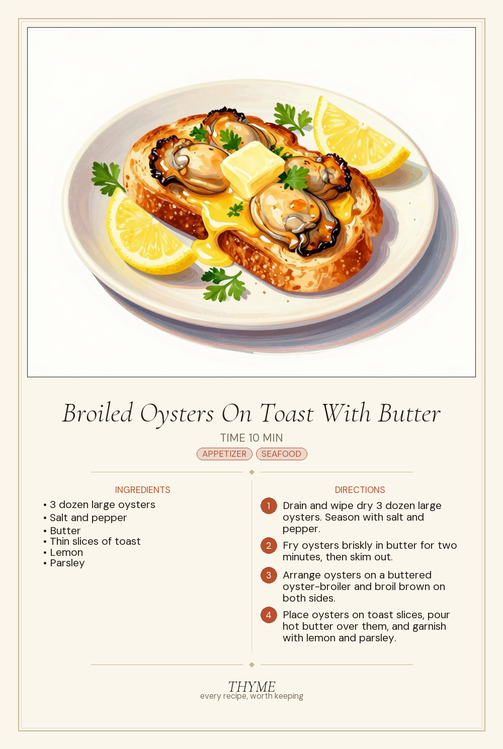 Broiled Oysters On Toast With Butter