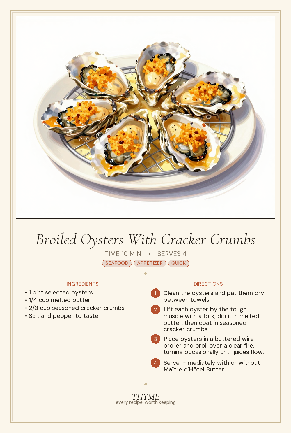 Broiled Oysters With Cracker Crumbs