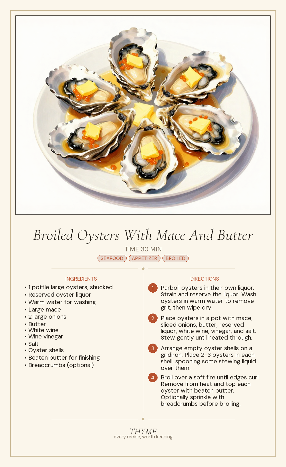 Broiled Oysters With Mace And Butter