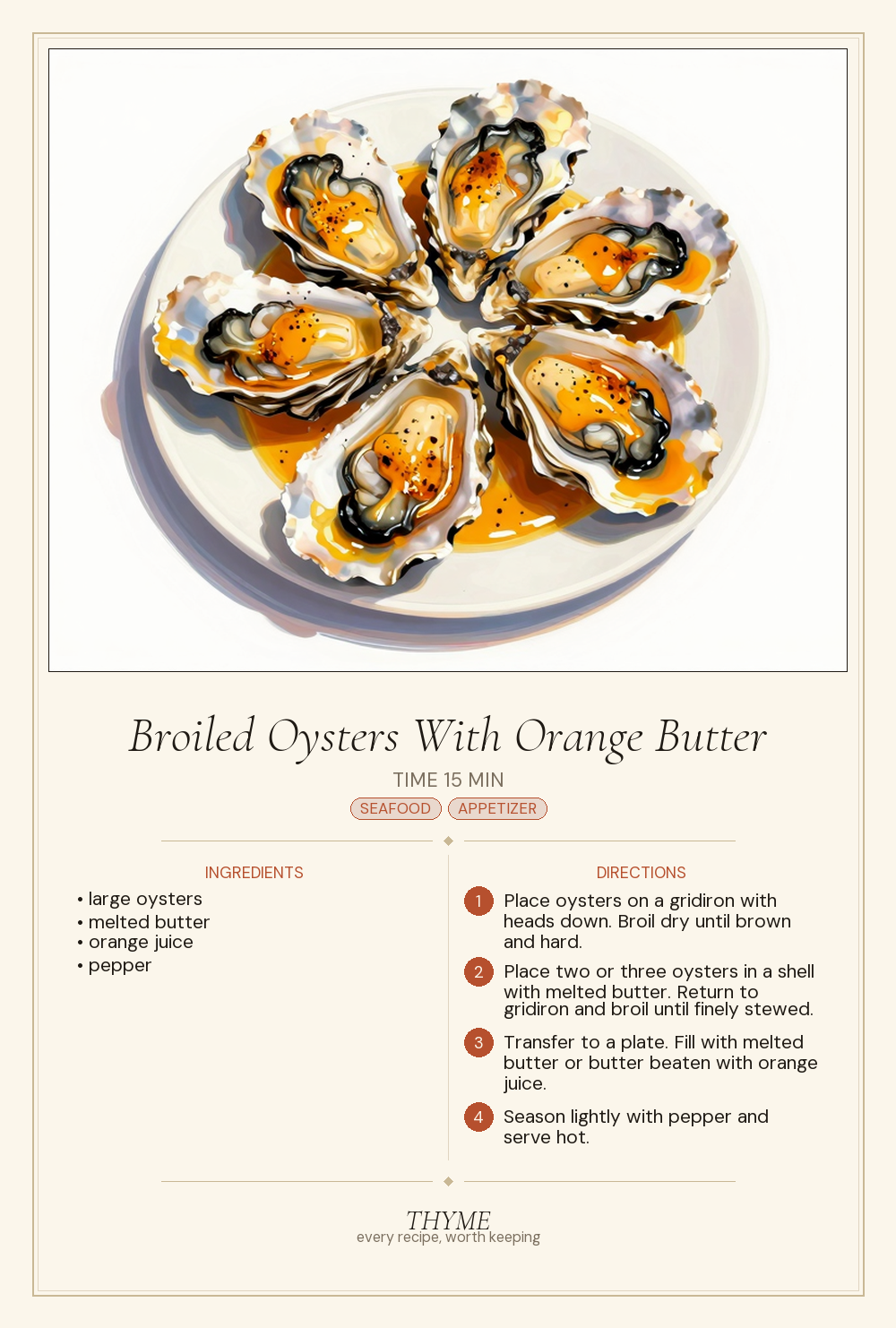 Broiled Oysters With Orange Butter