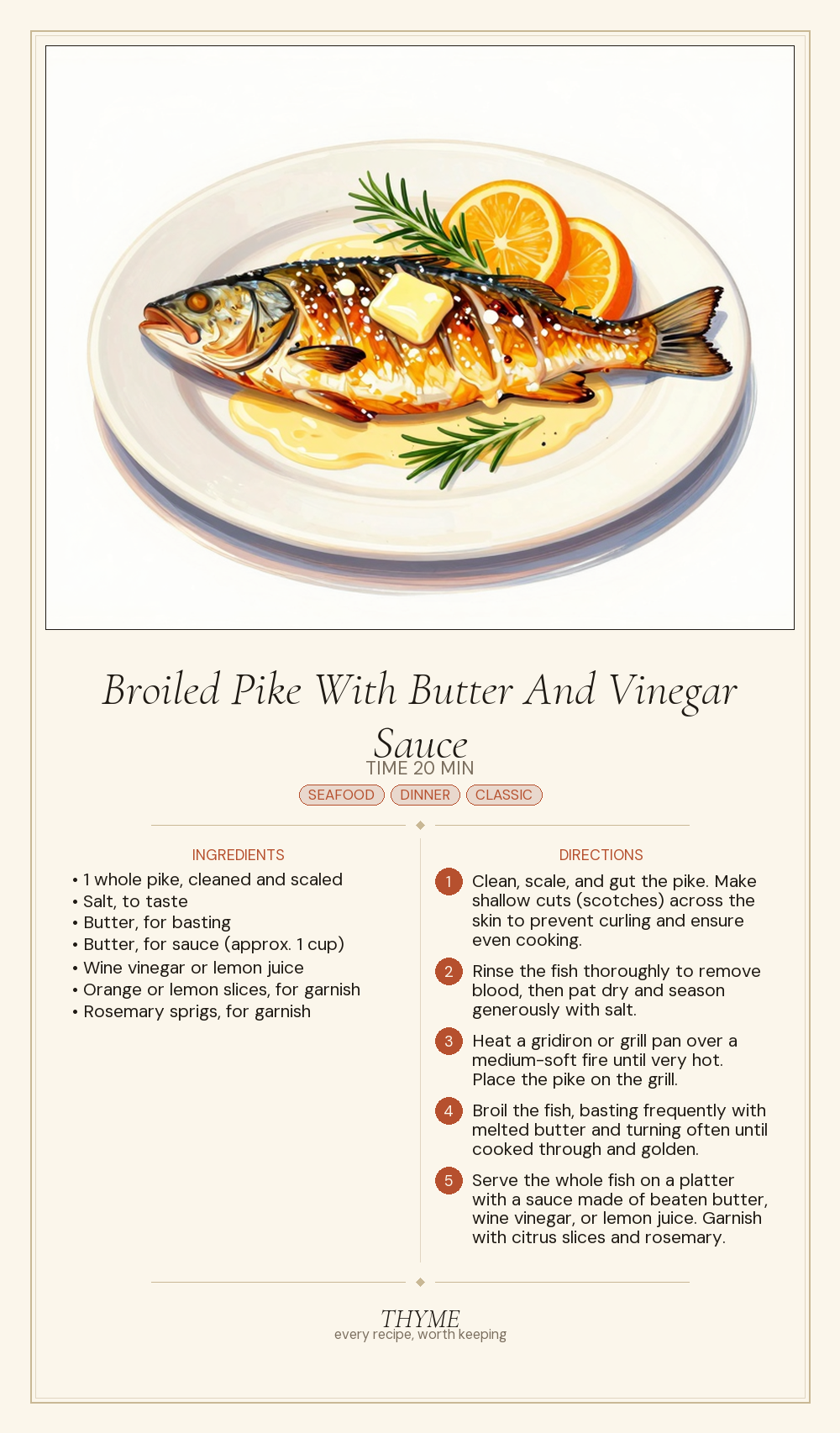 Broiled Pike With Butter And Vinegar Sauce