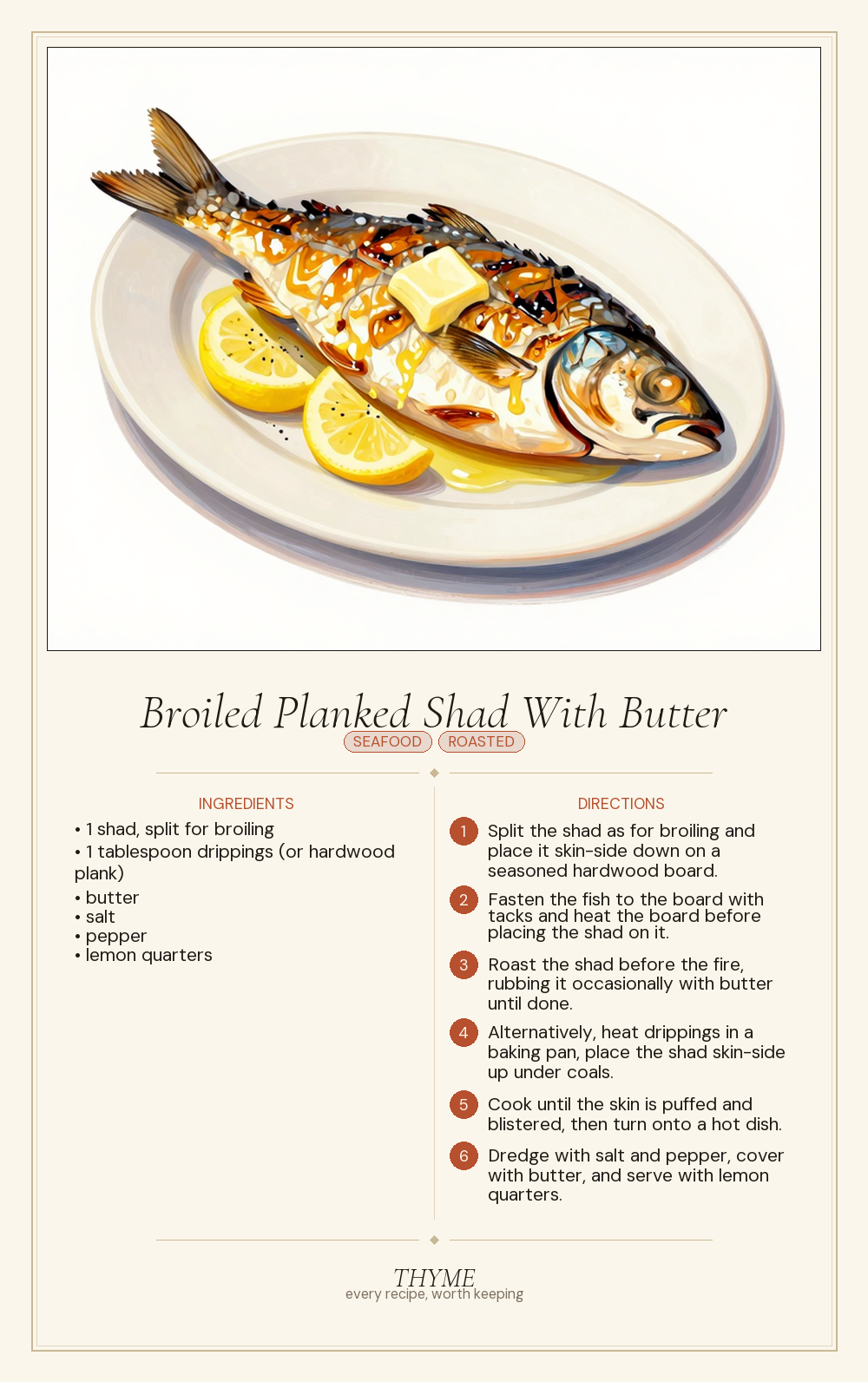 Broiled Planked Shad With Butter