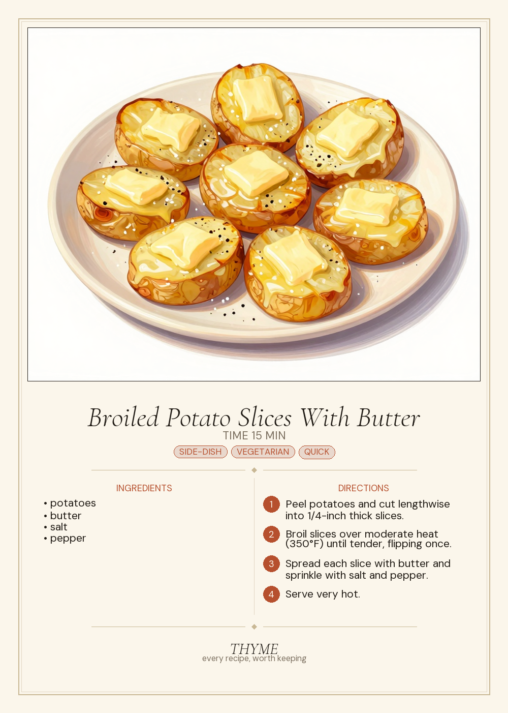 Broiled Potato Slices With Butter