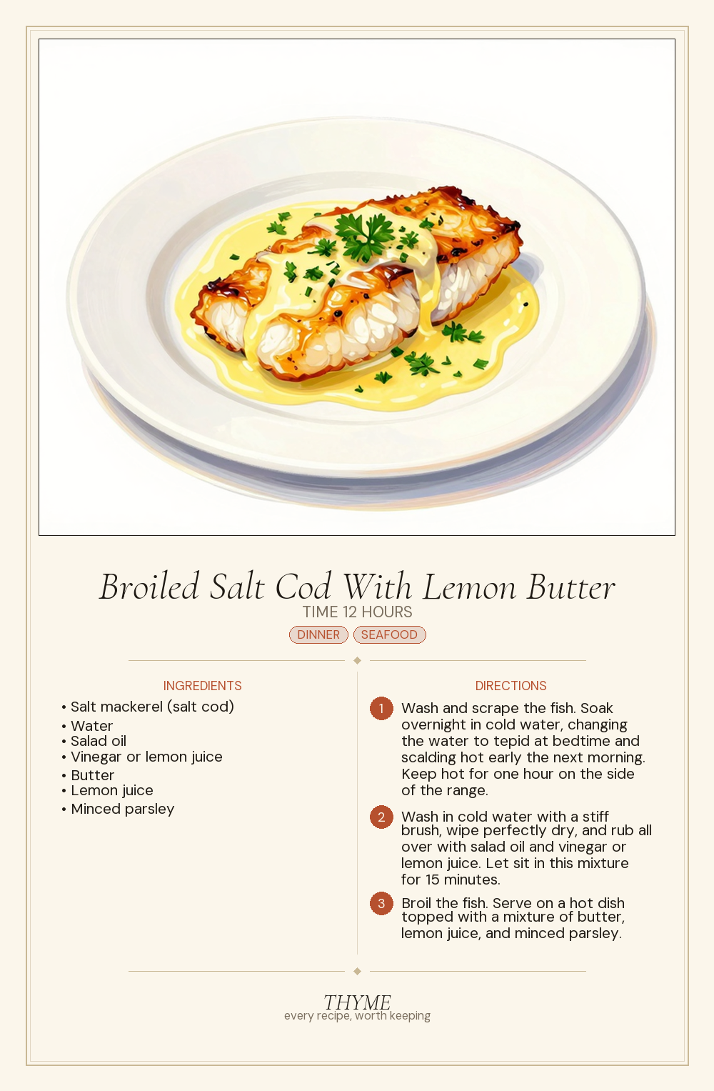 Broiled Salt Cod With Lemon Butter
