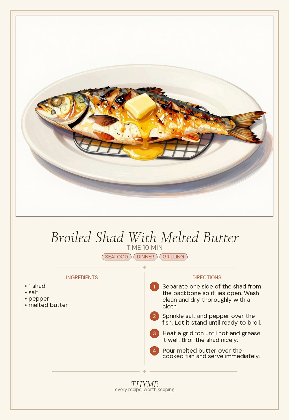 Broiled Shad With Melted Butter