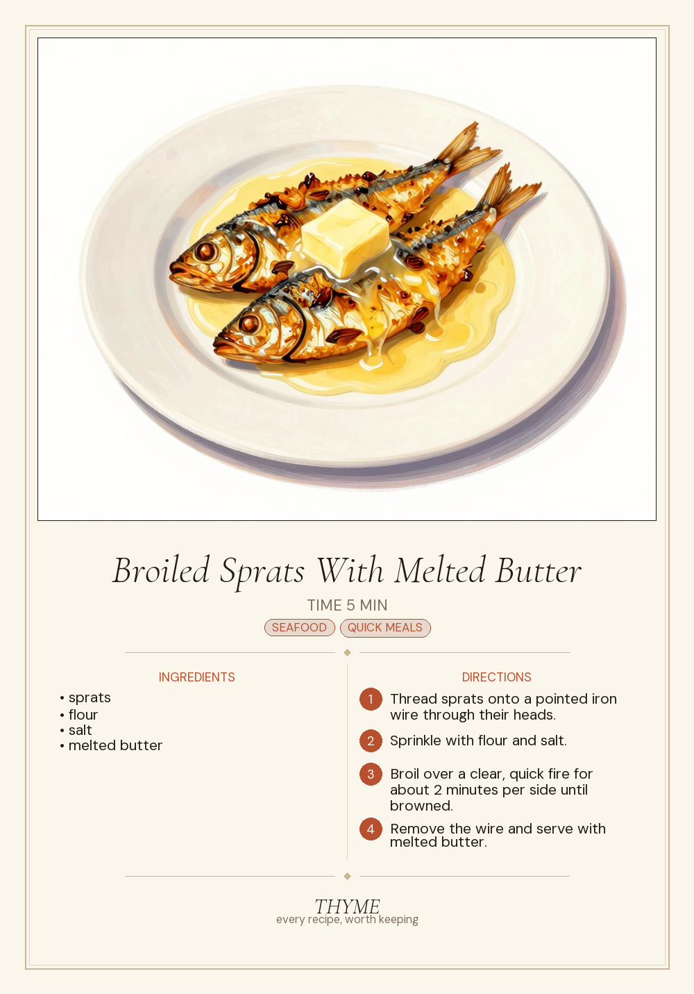 Broiled Sprats With Melted Butter