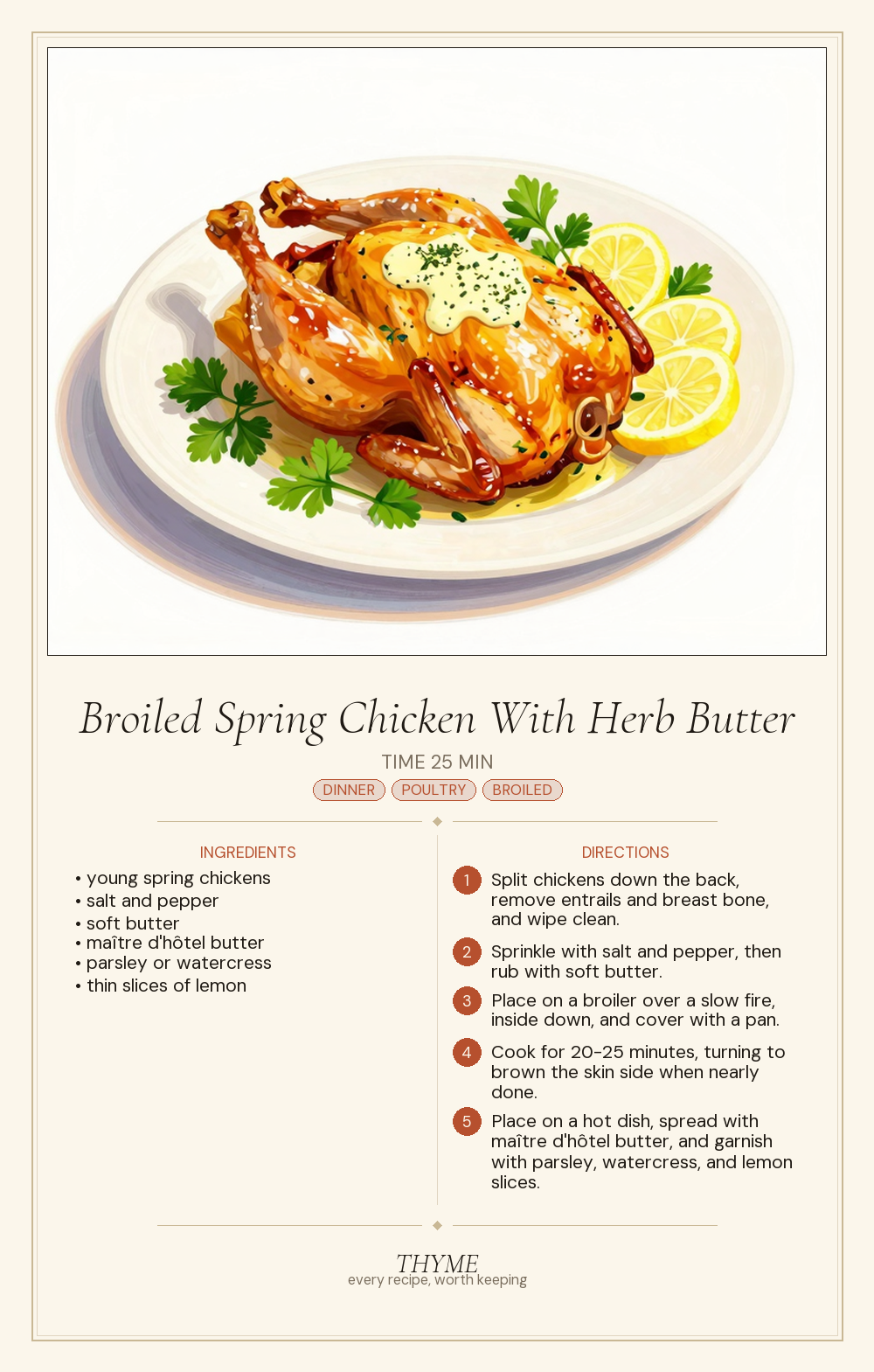 Broiled Spring Chicken With Herb Butter