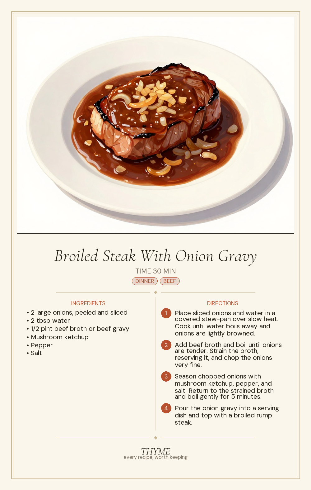 Broiled Steak With Onion Gravy