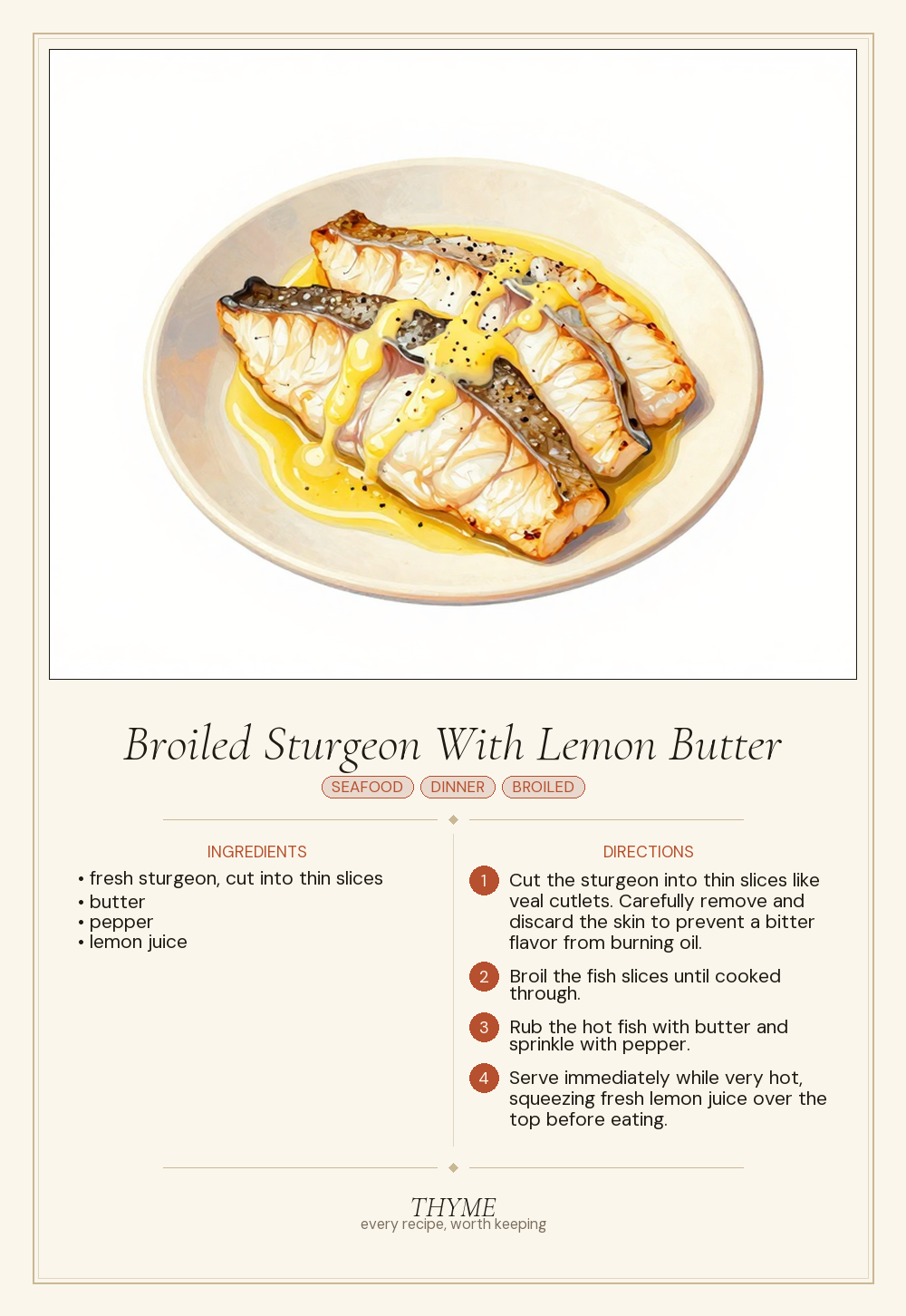 Broiled Sturgeon With Lemon Butter