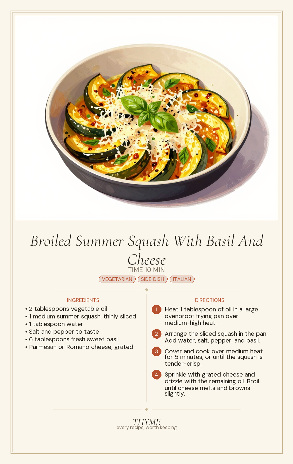 Broiled Summer Squash With Basil And Cheese