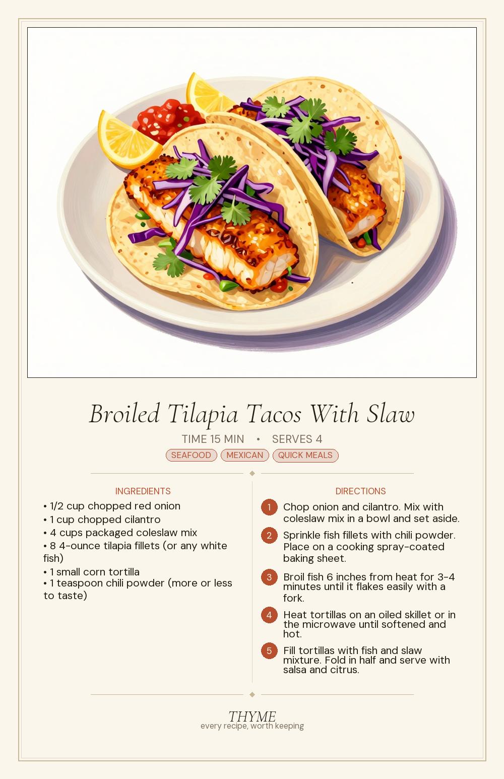 Broiled Tilapia Tacos With Slaw