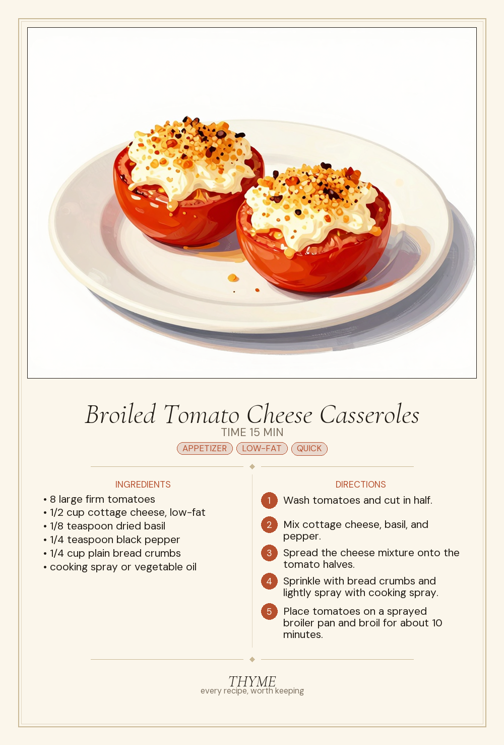 Broiled Tomato Cheese Casseroles