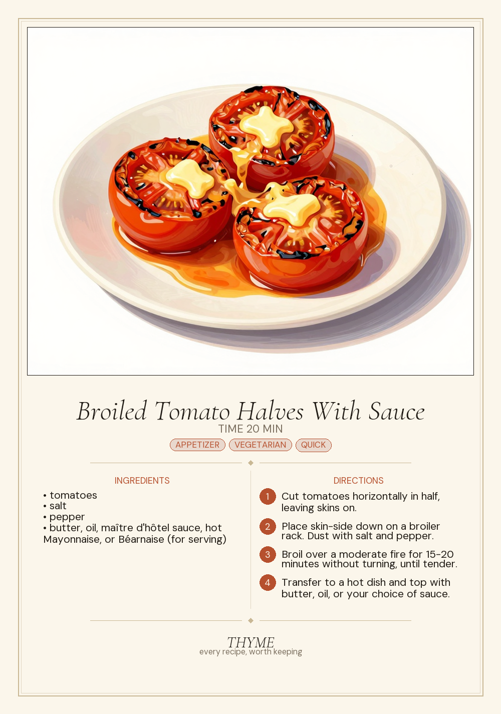 Broiled Tomato Halves With Sauce