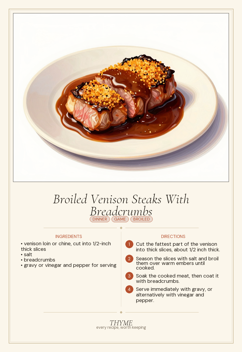 Broiled Venison Steaks With Breadcrumbs