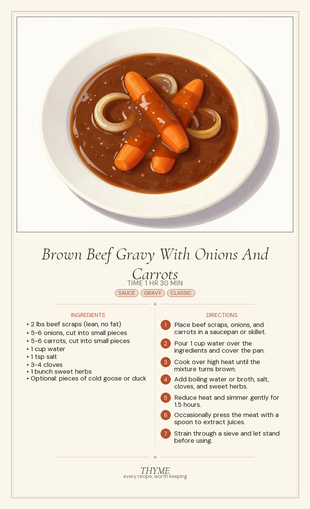 Brown Beef Gravy With Onions And Carrots