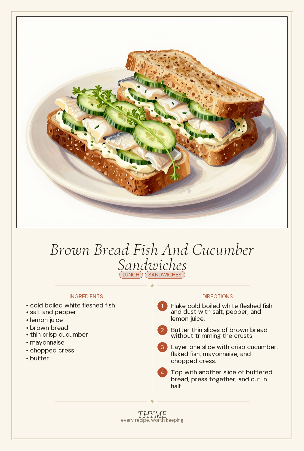 Brown Bread Fish And Cucumber Sandwiches