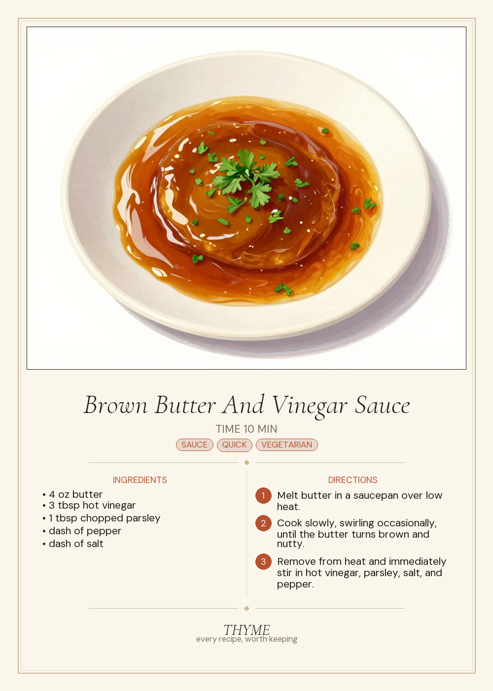 Brown Butter And Vinegar Sauce