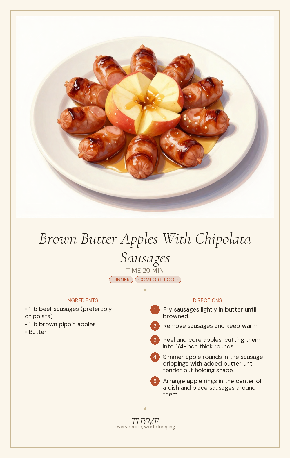 Brown Butter Apples With Chipolata Sausages